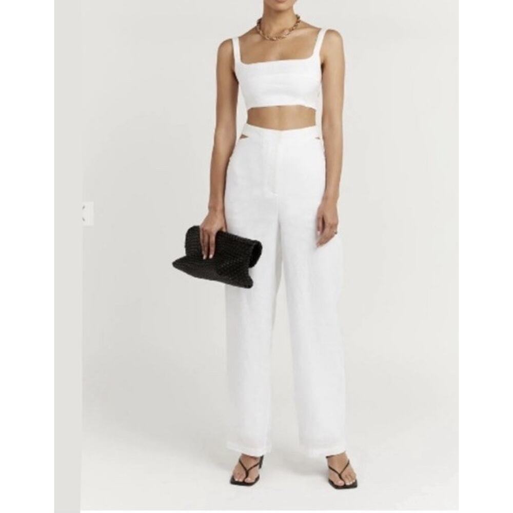 Dissh River White Linen Pants Cutout Waist NWT – Size US 10 / AU 14 / EU 42